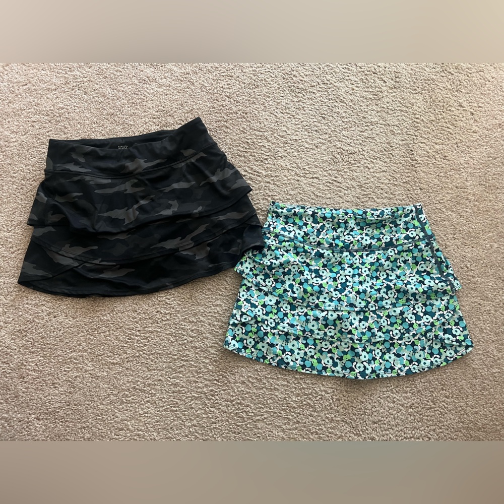 ATHLETA GIRL CAMO FLORAL LUX PRINT SWING SKORT SKIRT TENNIS GOLF POCKETS RUFFLE